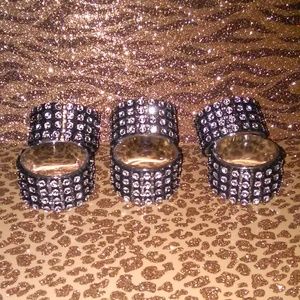 Napkin rings 6pc Silver/Silver Custom-NEW